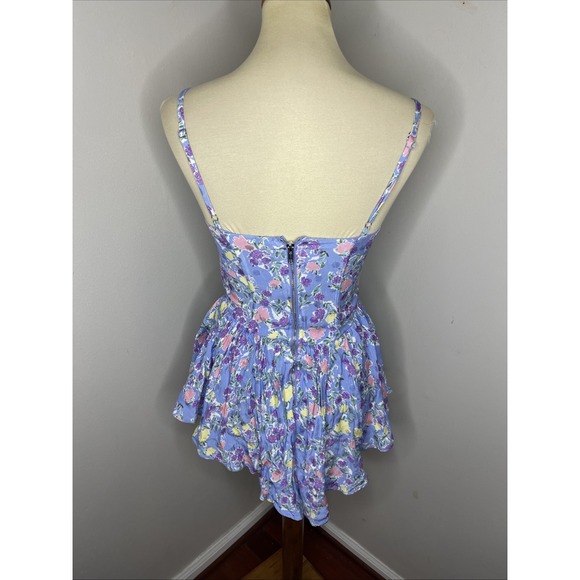 For Love & Lemons Charlene Mini Dress Blue Floral Size S - Picture 5 of 11